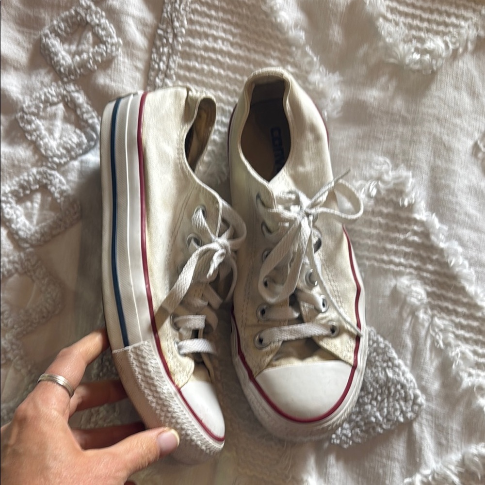 Converse White Canvas Sneakers with Rubber Toe Cap